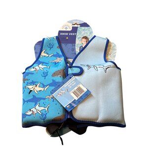 NEW Kids Life Jacket Swim Vest M/L 33-58 Pounds Sharks